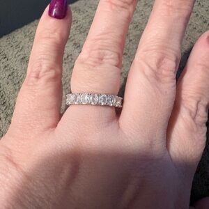 Sterling Forever Silver Eternity Band with Clear CZ Stones All around the ring